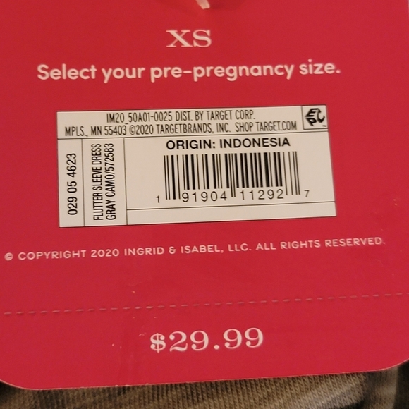 Isabel Maternity  Tier flutter sleeve t-shirt dress Camo gray Size XS - Picture 10 of 10